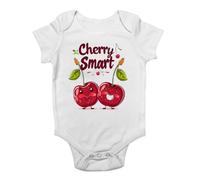 Shopagift Cherry Smart Clever Clog Baby Grow Vest Very Smart Cherries Funny Bodysuit Boys Girls