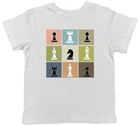 Shopagift Chess Grid Kids T-Shirt Ultimate Chess Icons Childrens Tee Gift White