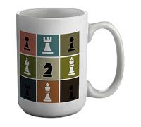 Shopagift Chess Grid Mug Ultimate Chess Icons White 15oz Large Gift Ceramic Cup