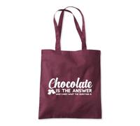 Shopagift Chocolate Is The Answer Who Cares The Question Tote Shopping Beach Bag 10 Litres Capacity - 42cm x 38cm