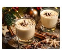 Shopagift Christmas Festive Eggnog Drink Glass Chopping Board Large Kitchen Worktop Saver 39cm x 28cm