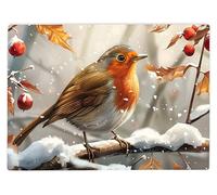 Shopagift Christmas Robin Winter Scene Glass Chopping Board Large Kitchen Worktop Saver 39cm x 28cm