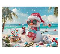Shopagift Christmas Snowman Holiday Glass Chopping Board Large Kitchen Worktop Saver 39cm x 28cm