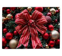 Shopagift Christmas Tree Ribbon Bow Glass Chopping Board Large Kitchen Worktop Saver 39cm x 28cm