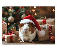 Shopagift Christmas Xmas Guinea Pig Glass Chopping Board Large Kitchen Worktop Saver 39cm x 28cm