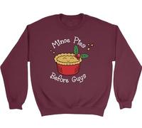 Shopagift Christmas Xmas Sweatshirt Funny Mince Pies Before Guys Gift Unisex Jumper Maroon