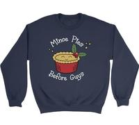 Shopagift Christmas Xmas Sweatshirt Funny Mince Pies before Guys Gift Unisex Jumper Navy