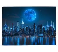 Shopagift Cityscape and Big Moon Scene Glass Chopping Board Large Kitchen Worktop Saver 39cm x 28cm
