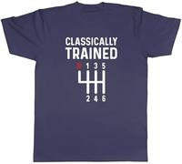 Shopagift Classically Trained Driver Mens T-Shirt Manual Gear Shift Tee Navy Blue