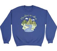Shopagift Climbing Hiking Kids Sweatshirt Mountains are Calling Hiker Climber Trekking Gift Jumper Blue