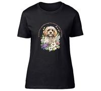 Shopagift Cockapoo Womens T-Shirt Pet Dog Lover Guardian Angel Ladies Tee Gift Black