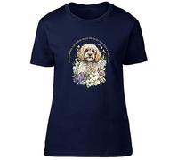 Shopagift Cockapoo Womens T-Shirt Pet Dog Lover Guardian Angel Ladies Tee Gift Navy Blue