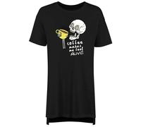 Shopagift Coffee makes me Feel Alive Women's Nightie Funny Skull Night Shirt Black