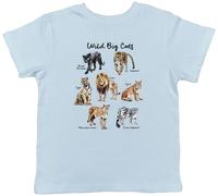 Shopagift Collection of Big Wild Cats Lion Tiger Panther Kids T-Shirt Childrens Tee Boys Girls Light Blue