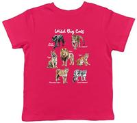 Shopagift Collection of Big Wild Cats Lion Tiger Panther Kids T-Shirt Childrens Tee Boys Girls Pink