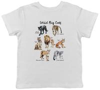 Shopagift Collection of Big Wild Cats Lion Tiger Panther Kids T-Shirt Childrens Tee Boys Girls White