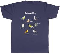 Shopagift Collection of British Tits Birds Mens T-Shirt Tee Navy Blue