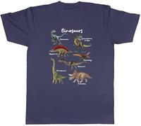 Shopagift Collection of Dinosaurs T-Rex Triceratops Raptor Mens T-Shirt Tee Navy Blue