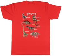 Shopagift Collection of Dinosaurs T-Rex Triceratops Raptor Mens T-Shirt Tee Red