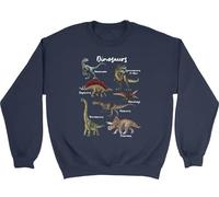 Shopagift Collection of Dinosaurs T-Rex Triceratops Raptor Sweatshirt Unisex Jumper Navy