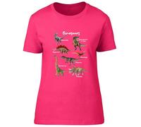 Shopagift Collection of Dinosaurs T-Rex Triceratops Raptor Womens T-Shirt Ladies Tee