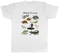 Shopagift Collection of Reptiles Snake Lizard Crocodile Mens T-Shirt Tee White