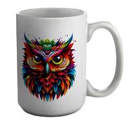 Shopagift Colourful Owl Mug Night Bird Owlet Hoot White 15oz Large Ceramic Cup