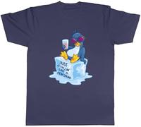 Shopagift Cool Penguin Mens T-Shirt Just Chilling Like a Penguin Ice Chilled Tee Navy Blue