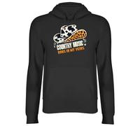 Shopagift Country Music Hoodie Unisex Runs in my Veins Cowboy Hat Hoody Hooded Top Black