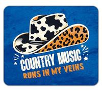 Shopagift Country Music Mouse Mat Pad Runs in my Veins Cowboy Hat 24cm x 19cm
