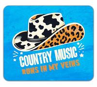 Shopagift Country Music Mouse Mat Pad Runs in my Veins Cowboy Hat 24cm x 19cm
