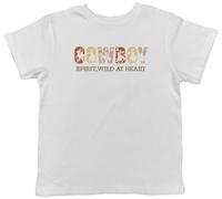 Shopagift Cowboy Spirit Kids T-Shirt Wild at Heart Horse Riding Lover Childrens Tee Boys Girls White