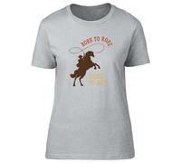 Shopagift Cowboys Womens T-Shirt Born to Rope Raised to Ride Ladies Tee Grey