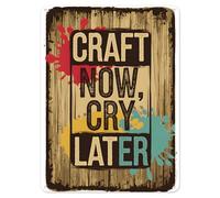Shopagift Craft Now Cry Later Funny Metal Poster Wall Tin Sign Man Cave Shed Bar Bedroom Home Kitchen - A3