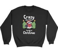 Shopagift Crazy about Robins Kids Sweatshirt Winter Christmas Bird Lover Jumper Boys Girls Black