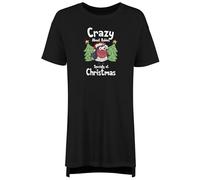 Shopagift Crazy about Robins Women's Nightie Winter Christmas Bird Lover Night Shirt Black