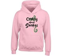 Shopagift Crazy about Snakes Kids Hoodie Reptile Cobra Python Boa Jungle Hoody Hooded Top Boys Girls Pink