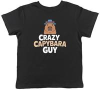 Shopagift Crazy Capybara Guy Funny Kids Black T-Shirt Childrens Tee Boys Girls
