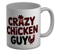 Shopagift Crazy Chicken Guy Funny Mug White 11oz Large Ceramic Cup