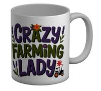 Shopagift Crazy Farming Lady Funny Mug White 11oz Large Ceramic Cup