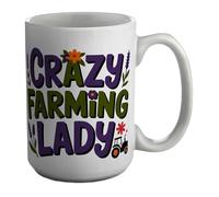 Shopagift Crazy Farming Lady Funny Mug White 15oz Large Ceramic Cup