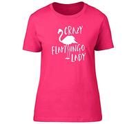 Shopagift Crazy Flamingo Lady Womens Ladies Short Sleeve Fitted T-Shirt Pink