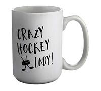 Shopagift Crazy Hockey Lady White 15oz Large Mug Cup