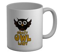 Shopagift Crazy Owl Lady Mug Funny Night Bird White 11oz Large Gift Ceramic Cup