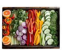 Shopagift Crudites Raw Vegetables Tray Glass Chopping Board Large Kitchen Worktop Saver 39cm x 28cm
