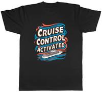 Shopagift Cruise Control Activated Mens T-Shirt Holiday Travel Sea Lover Tee Black