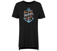 Shopagift Cruise Holiday Travel Women's Nightie Anchors Aweigh Worries Away Night Shirt Black