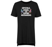 Shopagift Crystals Chaos and Coping Mechanisms Witchy Women's Nightie Night Shirt Black