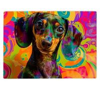 Shopagift Dachshund Pop Art Dog Pet Glass Chopping Board Large Kitchen Worktop Saver 39cm x 28cm