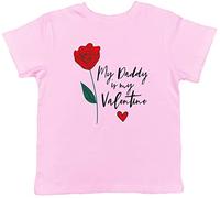 Shopagift Daddy is My Valentine Rose Childrens Kids T-Shirt Gift for Dad from Daughter